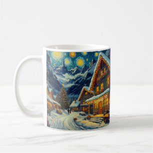 Taza De Café Navidades de Starry Night Mountain Village