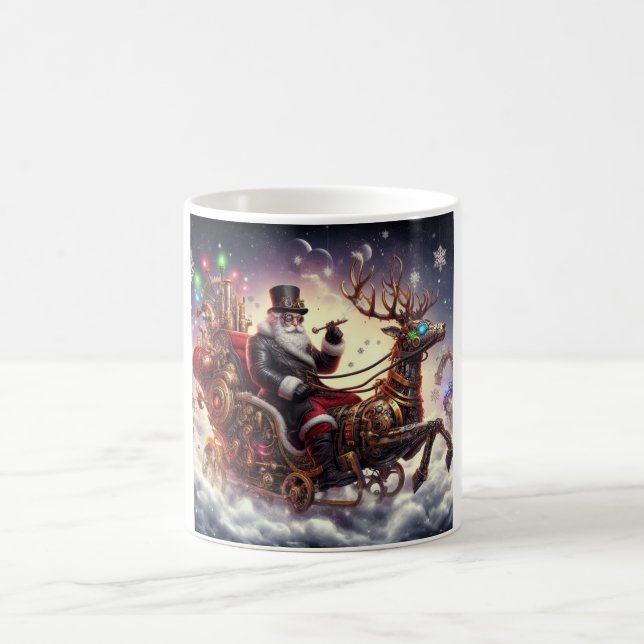 Taza De Café Navidades de steampunk de Santa/Reindeer/invierno (Centro)