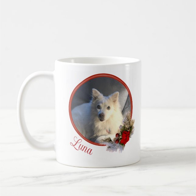 Taza De Café Navidades de su Mascota Foto y nombre Mug (Izquierda)