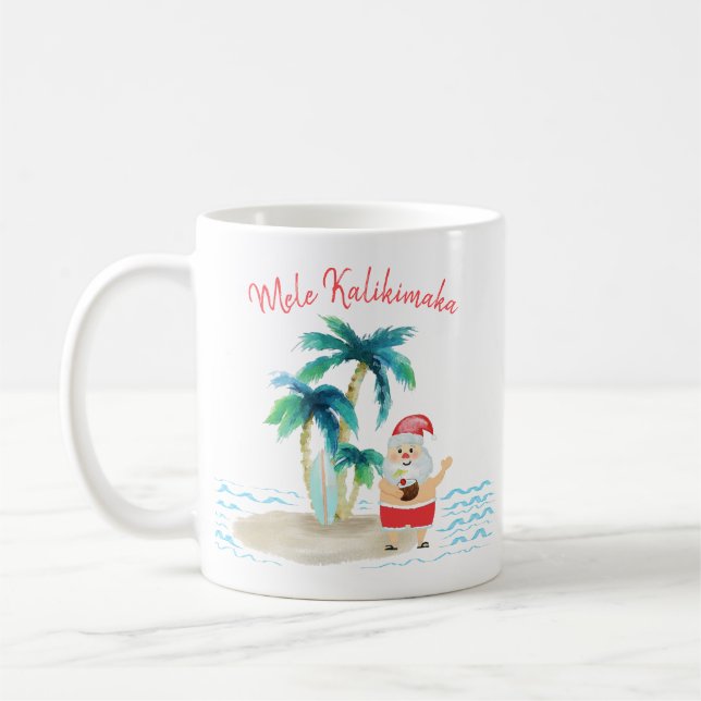 Taza De Café Navidades de Surfing Tropical Santa Mele Kalikimak (Izquierda)