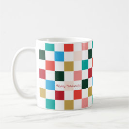 Taza De Café Navidades de tablero de ajedrez coloridos modernos