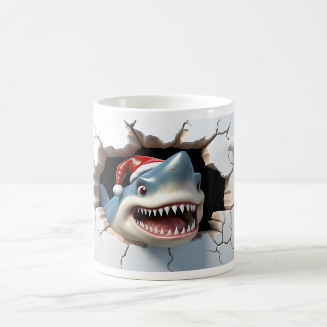 Taza De Café Navidades de tiburones divertidos de los cerezos d (Centro)