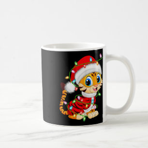 Taza De Café Navidades de tigres de disfraces de luz navideña