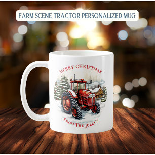 Taza De Café Navidades de tractores agrícolas personalizados