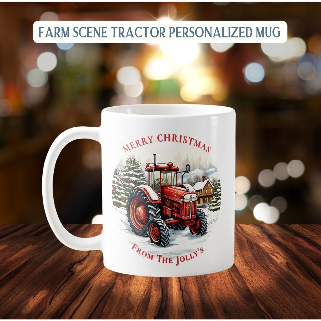 Taza De Café Navidades de tractores agrícolas personalizados (Subido por el creador)