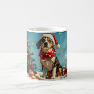 Taza De Café Navidades de Treeing Walker Coonhound Vintage Beac