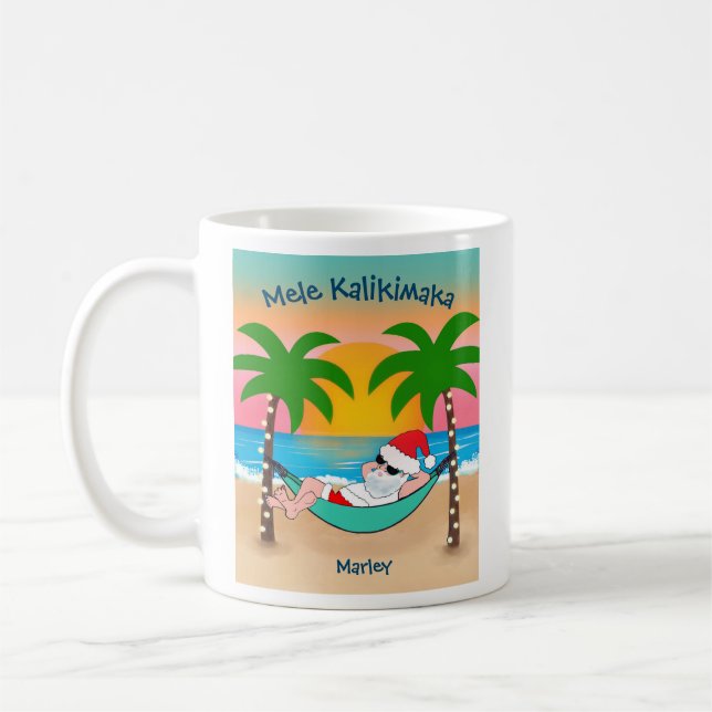 Taza De Café Navidades de Tropical Beach Santa Mele Kalikimaka (Izquierda)
