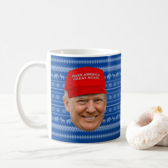 Taza De Café NAVIDADES de TRUMP MAGA (Con donut)