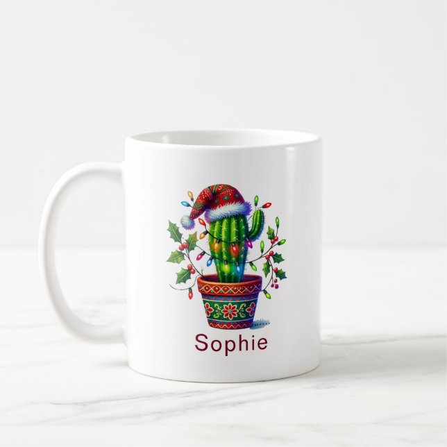 Taza De Café Navidades de Twinkling Cactus (Izquierda)