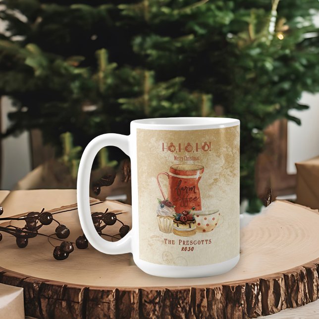 Taza De Café Navidades de una granja de Kraft rústica de época (Subido por el creador)