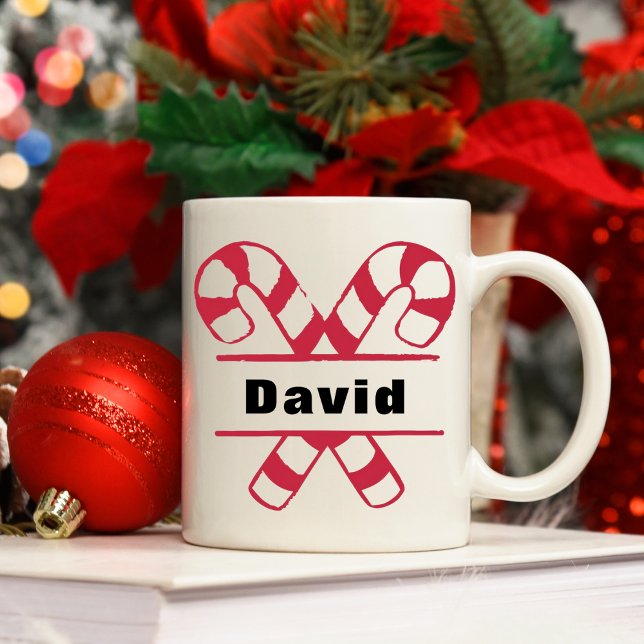 Taza De Café Navidades de vacaciones de canes cruzados (Crossed Candy Canes Holiday Christmas Coffee Mug
)