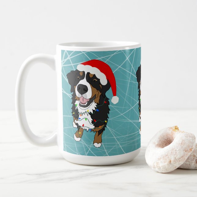 Taza De Café Navidades de vacaciones Perro de montaña Bernese (Con donut)