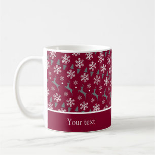 Taza De Café navidades de vacaciones reno rojo oscuro profundo
