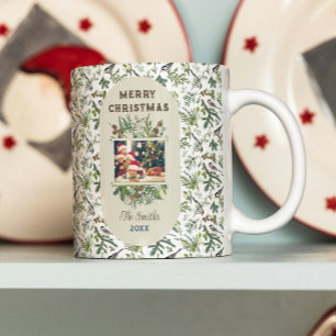 Taza De Café Navidades de vegetación de follaje fotográfico fam