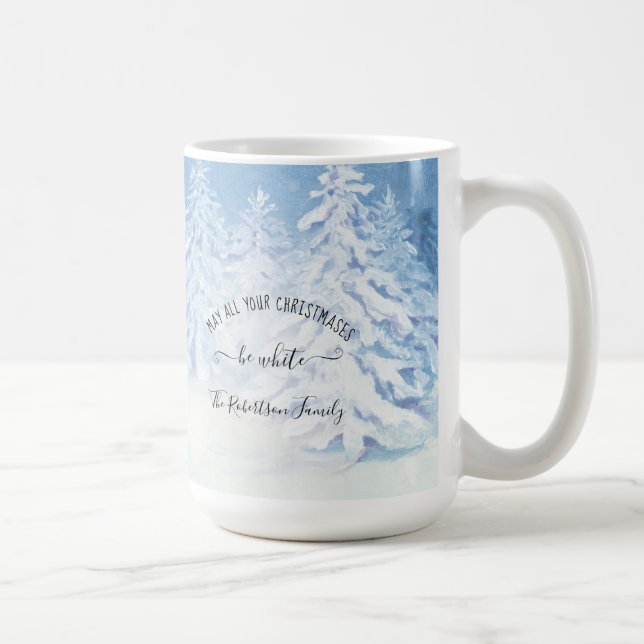 Taza De Café Navidades de venado de árboles de la selva nevados (Derecha)