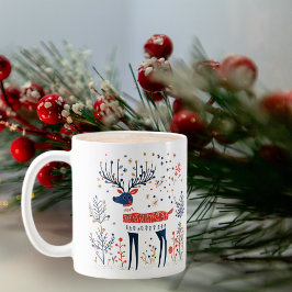 Taza De Café Navidades de venados al estilo del arte folclórico