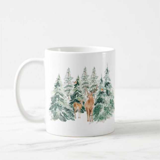 Taza De Café Navidades de venados de Winter Woodland (Izquierda)