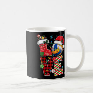 Taza De Café Navidades de voleibol de amor Santa Hat Voleibol P