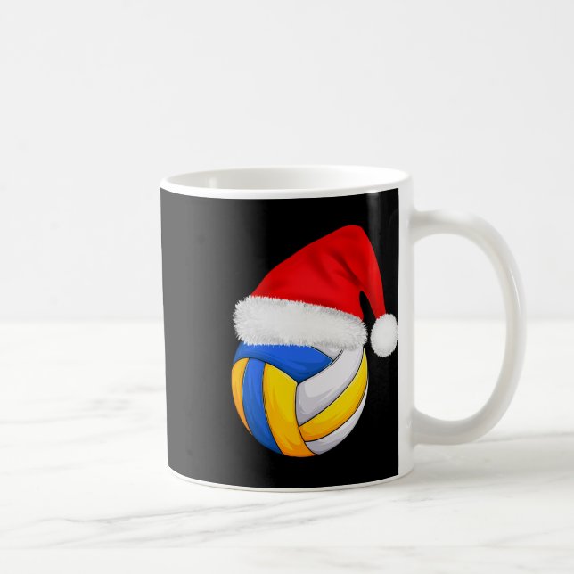 Taza De Café Navidades de voleibol Santa Hat Gracioso Santa Xma (Derecha)