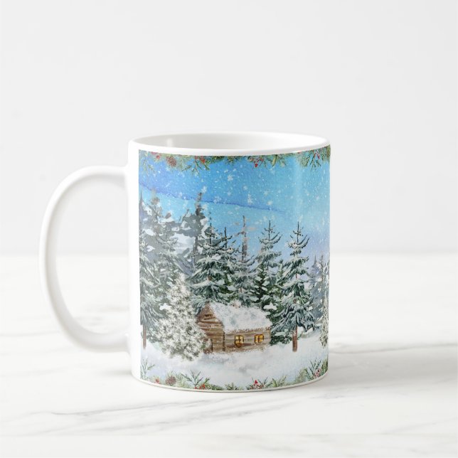 Taza De Café Navidades de Winter Cabin (Izquierda)
