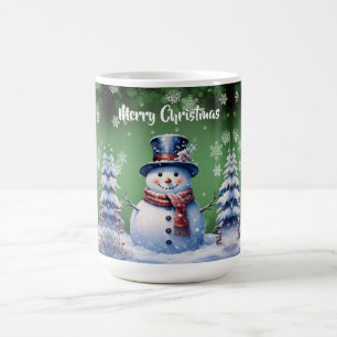 Taza De Café Navidades de Winter Forest Snowman   Green