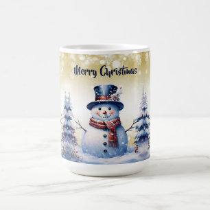 Taza De Café Navidades de Winter Forest Snowman   Oro