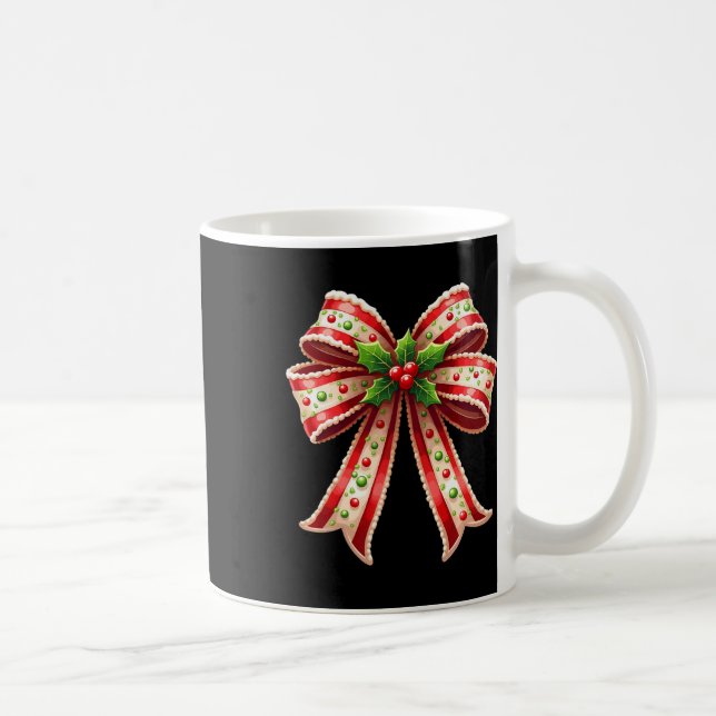 Taza De Café Navidades de Xmas Candy Cane Bow (Derecha)