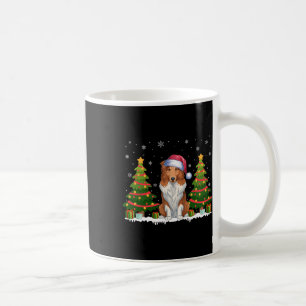 Taza De Café Navidades de Xmas Tree Luces Collie Dog Santa Hat 