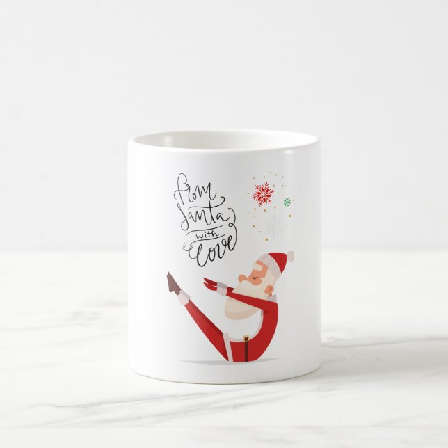Taza De Café Navidades de yoga Santa Claus posando yoga (Centro)