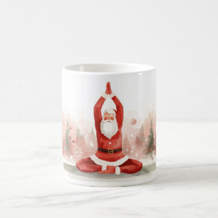 Taza De Café Navidades de yoga Santa Claus posando yoga