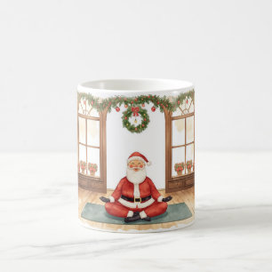 Taza De Café Navidades de yoga Santa Claus posando yoga