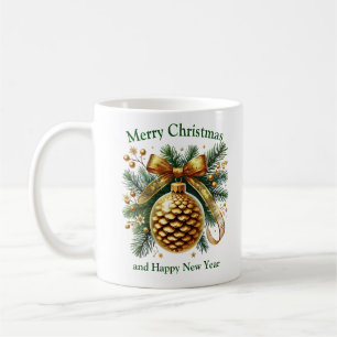 Taza De Café Navidades decoración pino jaula verde y oro