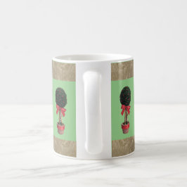 Taza De Café Navidades Decoraron Árboles Topiarios.