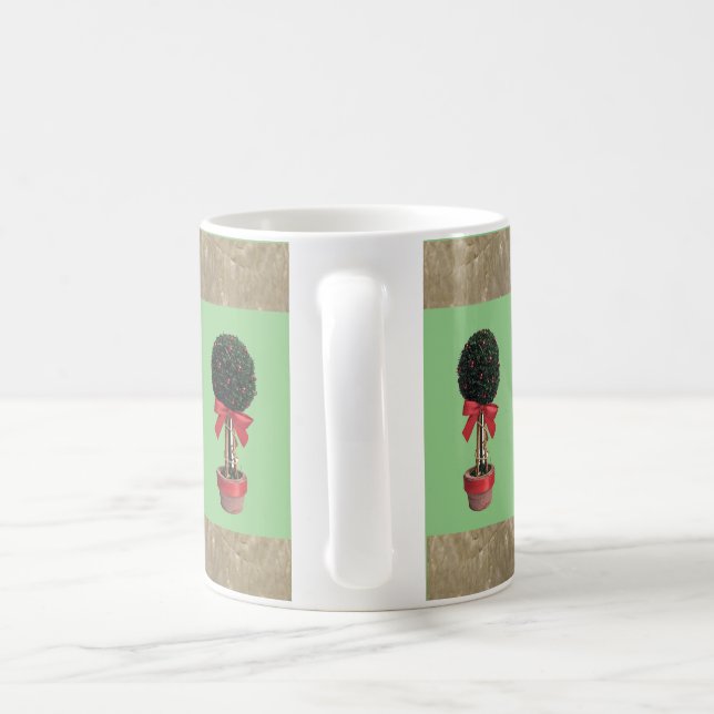 Taza De Café Navidades Decoraron Árboles Topiarios. (Mango)