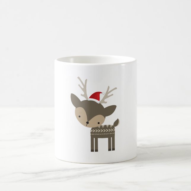 Taza De Café Navidades Deer In A Red Santa Hat Retro Hipster (Centro)