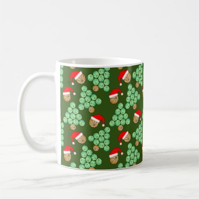 Taza De Café Navidades del árbol de baloncesto Santa Hats (Izquierda)