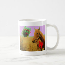 Taza De Café Navidades del cielo rosa retro Caballo