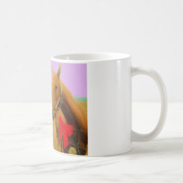 Taza De Café Navidades del cielo rosa retro Caballo