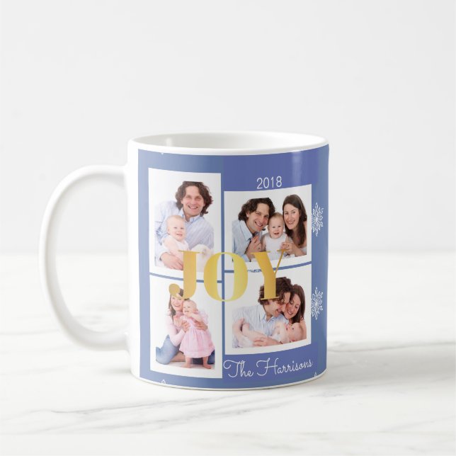 Taza De Café Navidades del Collage de fotos de la familia Joy G (Izquierda)