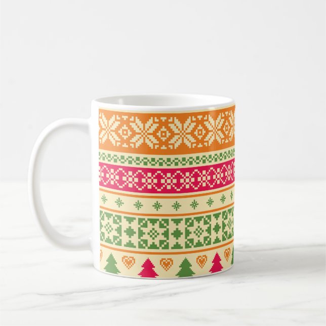 Taza De Café Navidades del estilo de Isla Feria sin problemas (Izquierda)
