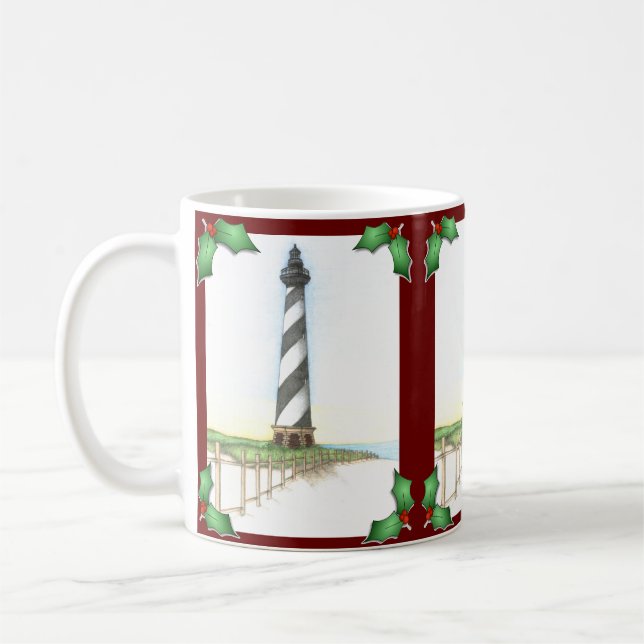 Taza De Café Navidades del faro de Cape Hatteras (Izquierda)