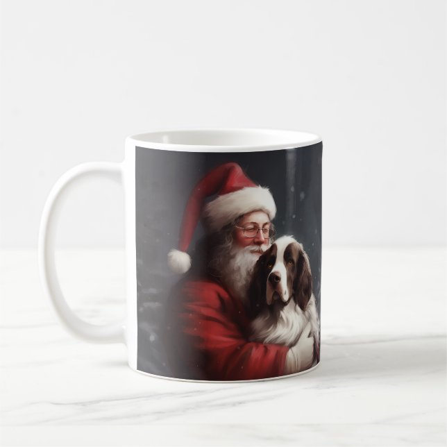 Taza De Café Navidades del Festival Springer Spaniel Santa Clau (Izquierda)