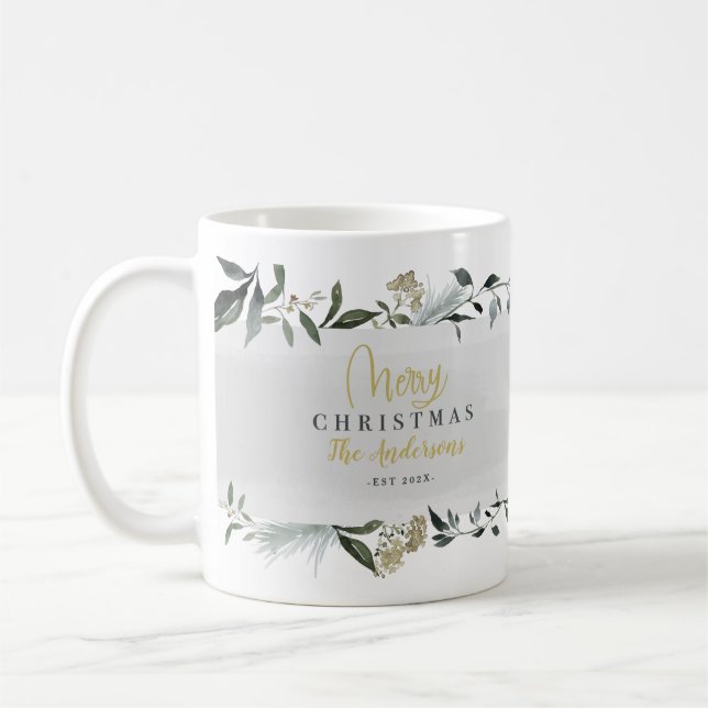 Taza De Café Navidades del follaje acuático de navidad (Izquierda)