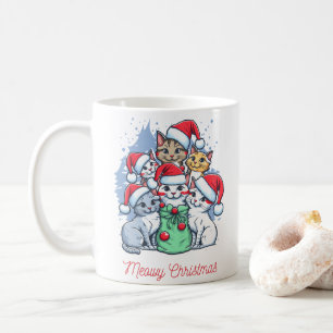 Taza De Café Navidades del gato rojo negro