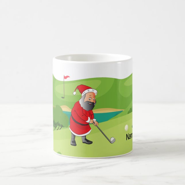 Taza De Café Navidades del golf de Golfer Santa Claus (Centro)