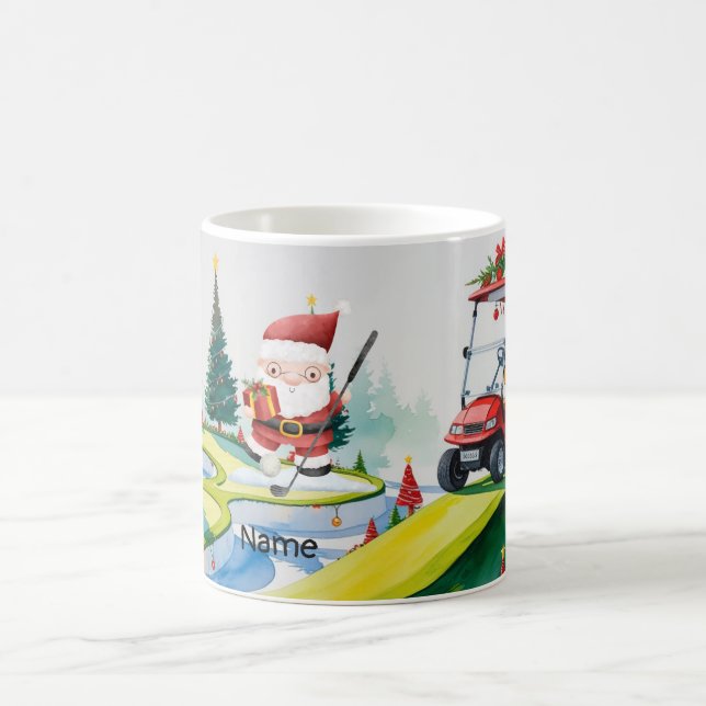 Taza De Café Navidades del golf de Golfer Santa Claus (Centro)