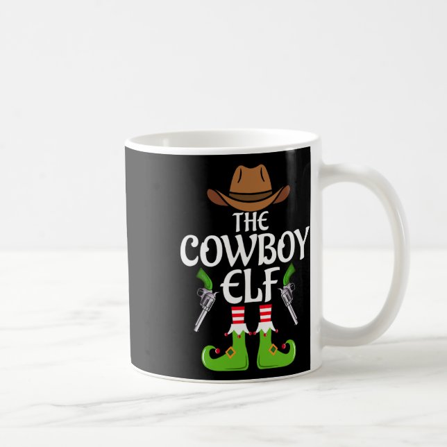 Taza De Café Navidades del grupo familiar Cowboy Elf Mating Fie (Derecha)