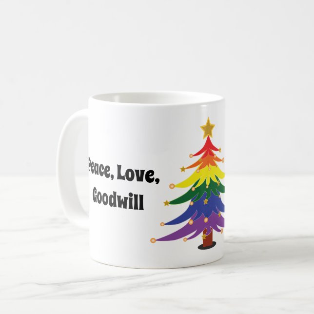 Taza De Café NAVIDADES del Lgbt del orgullo RAINBOW lesbianas g (Anverso izquierdo)