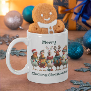 Taza De Café Navidades del Merry Clucking Chicken Verde Verde a