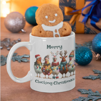 Taza De Café Navidades del Merry Clucking Chicken Verde Verde a